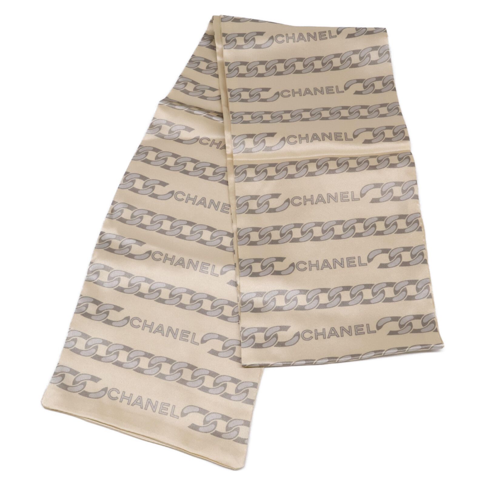 CHANEL シャネル 【美品】ロゴxチェーン シルク100％ - メルカリ