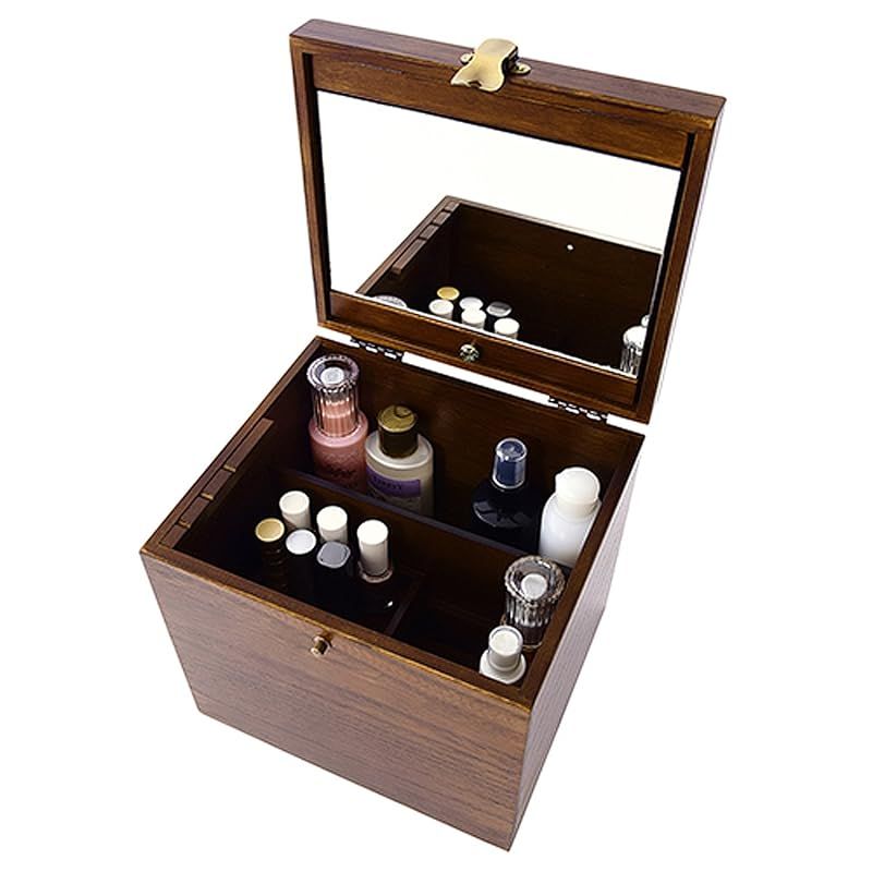  茶谷産業 Chatani Wooden Case ブラウン 本体 高さ230 高さ最大 285 ×幅240×奥行230 mm ミラー部分 1 その他 メイク道具 化粧小物