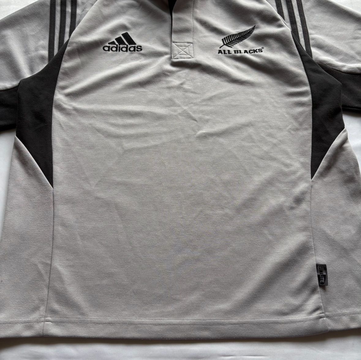00s adidas “New Zealand ALL BLACKS” S/S Stand Collar Rugby