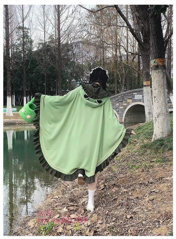 ブランケット マント ルームウェア 蛙 大判 かわいい あったか ボタン付き ケープ 冬 防寒 ポンチョ 韓国風 ひざ掛け 洗える kni4a501769 DECORATOM_COM_BR