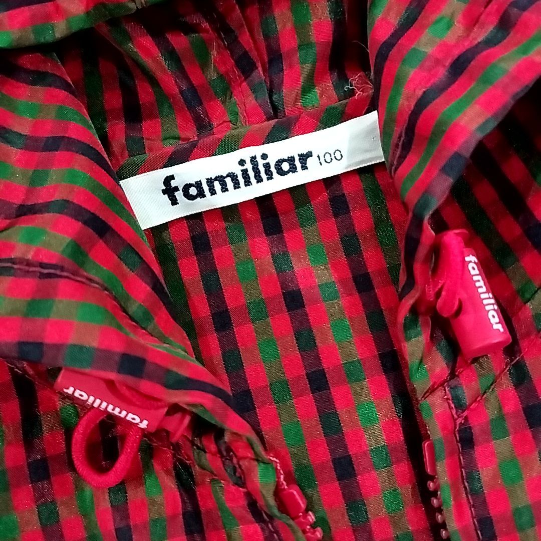 ◆ファミリア◆【美品】パーカー(110)赤チェック