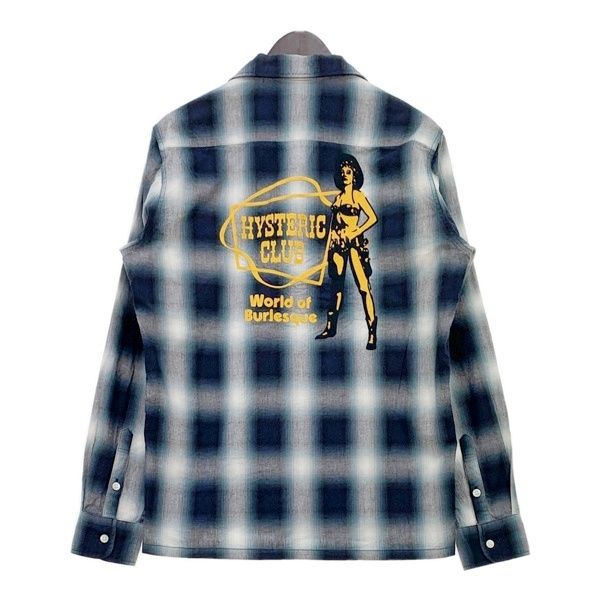 HYSTERIC GLAMOUR オンブレチェック ヒスガール オープンカラー シャツ 