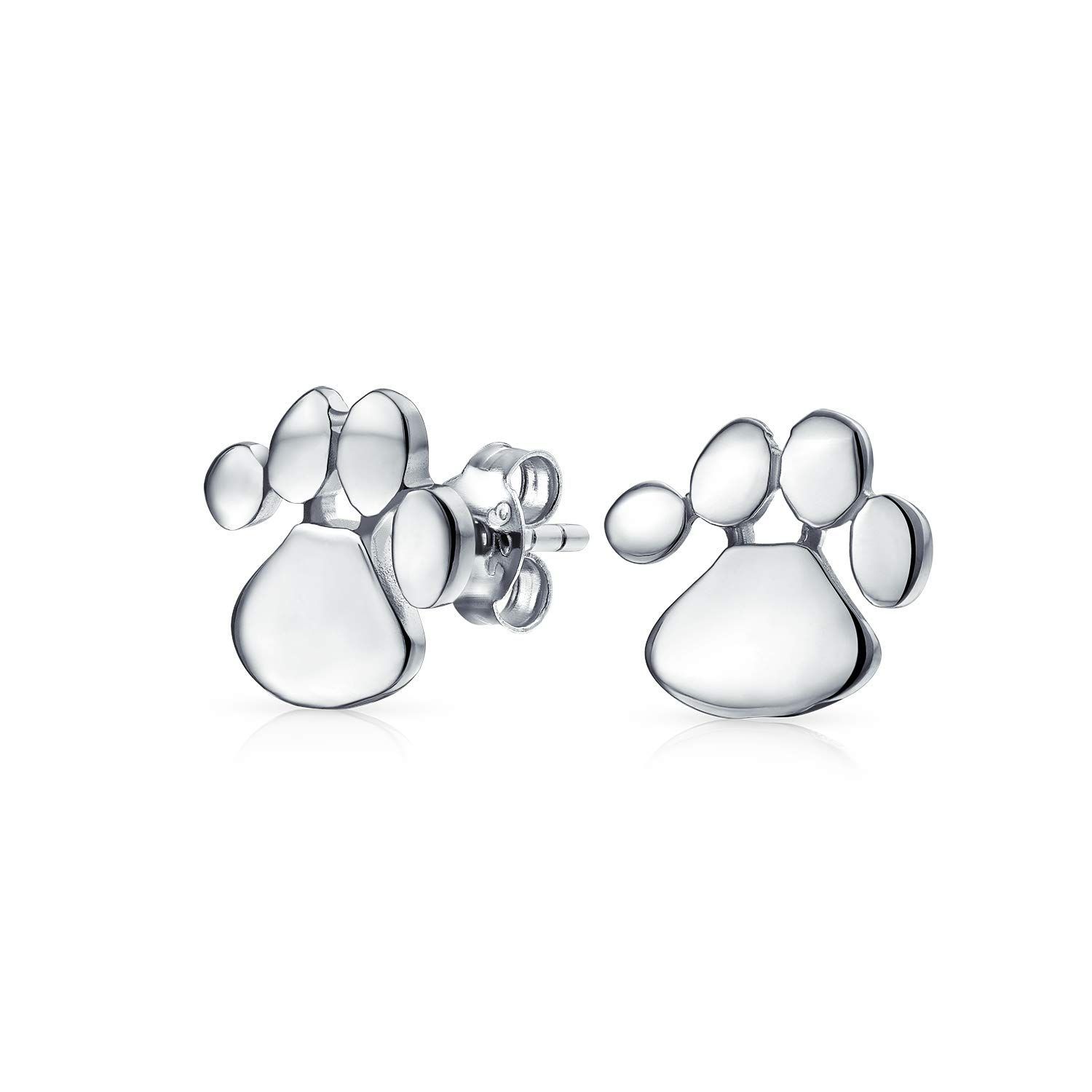 【人気商品】個人用アルファベットのイニシャル犬猫子犬子猫足BFFアニマルラバーペット足跡スタッドピアス女性ティーンゴールドメッキ.925スターリングシルバー
