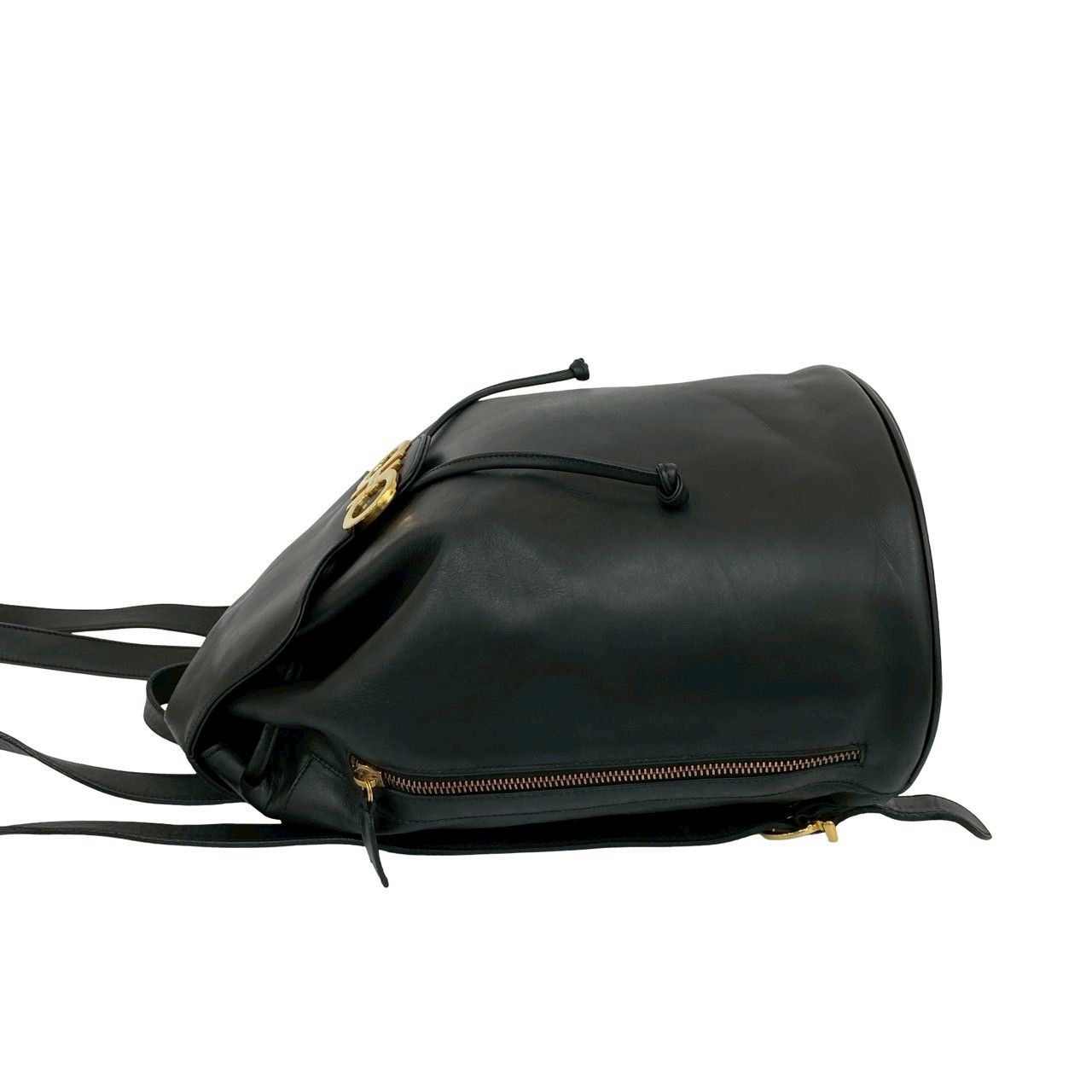 美品✨Ferragamo リュック ダークブラウン ガンチーニ ロゴ金具 レザー Ferragamo リュック ダークブラウン ガンチーニ ロゴ金具 レザー