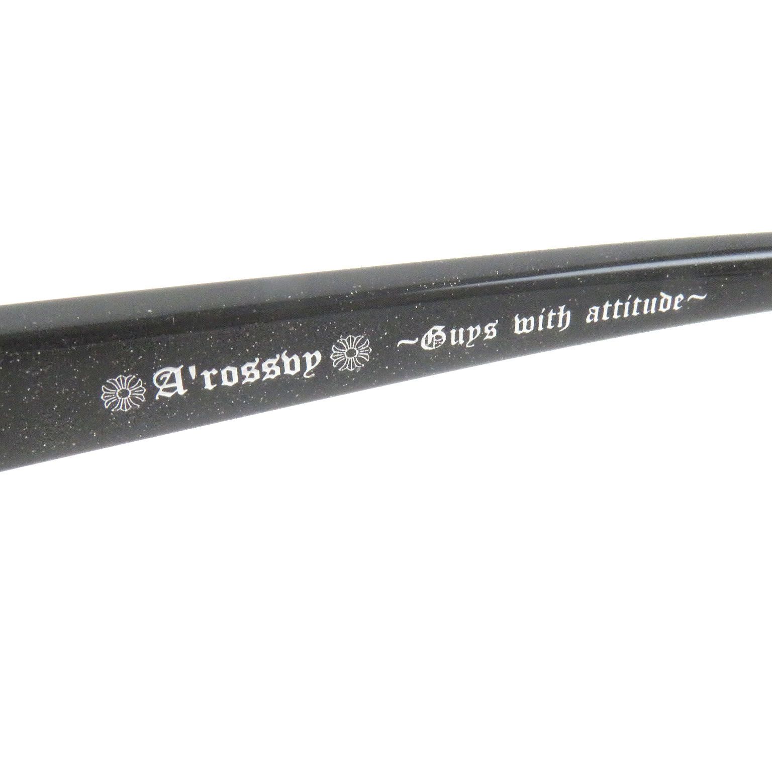 美品□A’rossby ロズビー 209252208 SV925 ラメ入り ハーフリム メガネ 眼鏡 アイウェア シルバー ブラック 44□55 度入り 日本製 総重量45g メンズ brand-td-store_00037992
