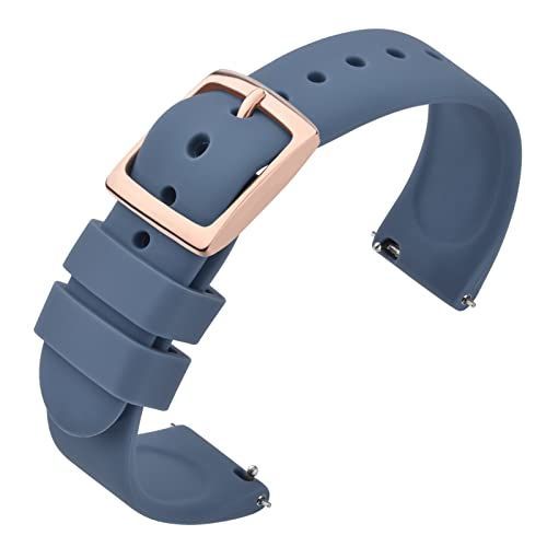 ブルー/ローズゴールドバックル_18mm [ANNEFIT] 時計バンド 18mm シリコン 腕時計替えベルト Quick Release スマートウォッチにも適用 ブルー