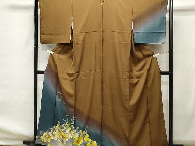 平和屋着物□訪問着 舞蝶枝花文 暈し染め 金彩 正絹 逸品