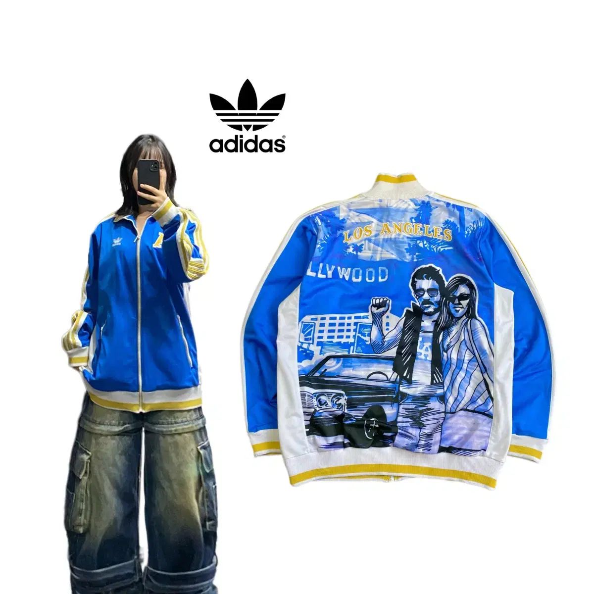 【雷市場（ポンジャン）商品韓国直送】 *非常にまれ* adidas(アディダス) ファイヤーバード LA ロサンゼルス オーバーサイズ トラックトップス ジャージ