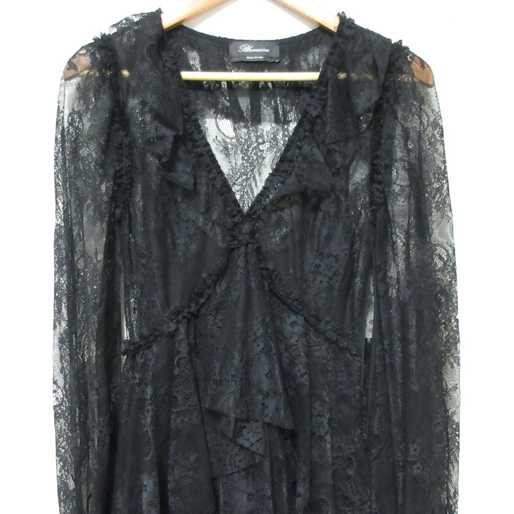 美品 blumarine ブルマリン 総レース ナイロン ストレッチ 長袖 ひざ丈  