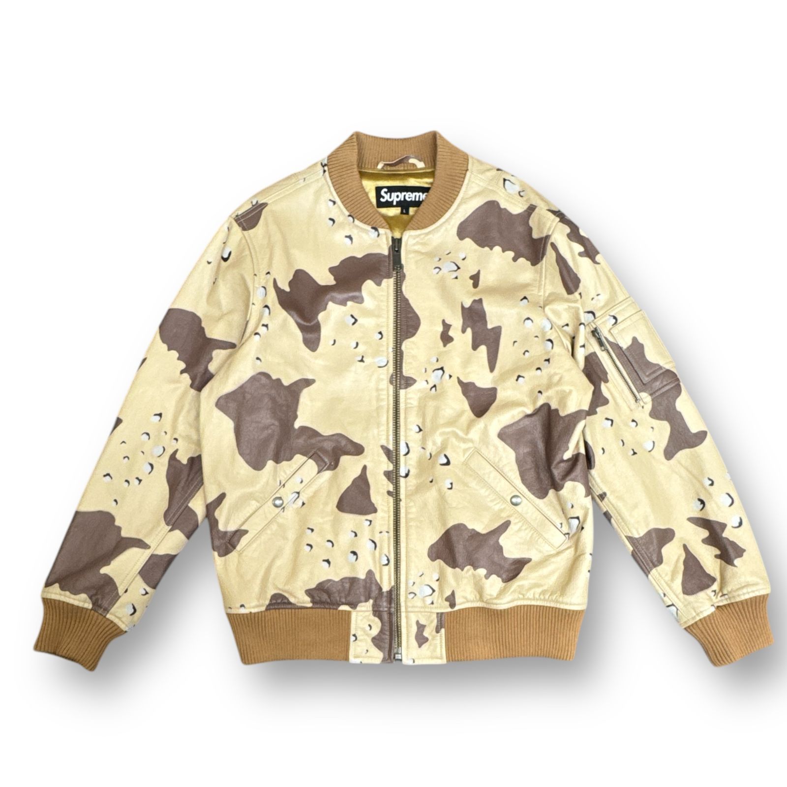 国内正規 Supreme 17SS Leather MA-1 Jacket Desert Camo レザー MA-1  