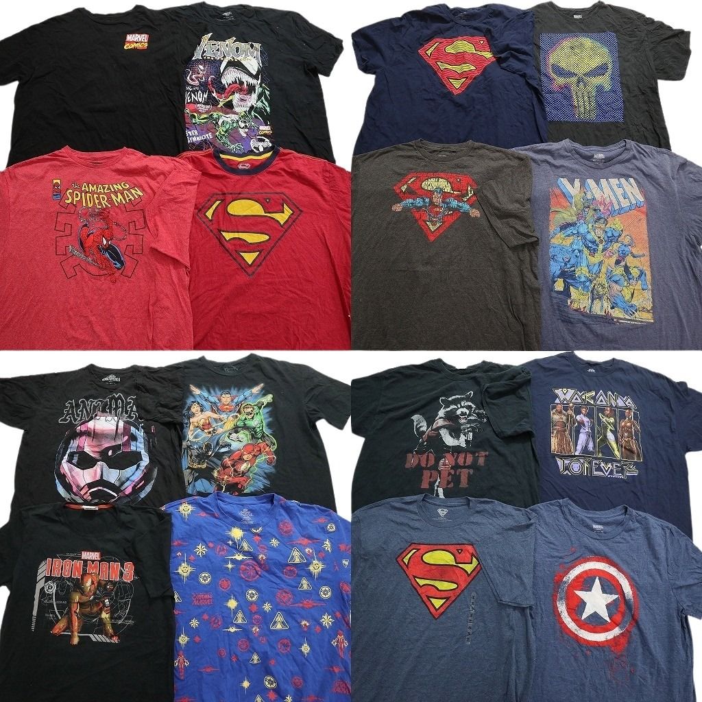 古着卸 まとめ売り マーベル DCコミック 半袖Tシャツ 16枚セット