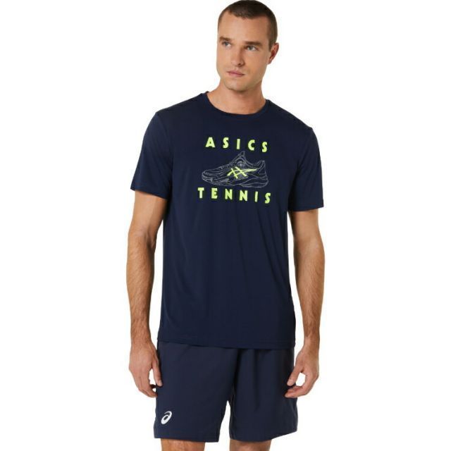 asics アシックス MEN COURT SHOES GRAPHIC T ミッドナイト S 2041A253 400 | スポーツ用品 スポーツ グッズ ツール アクセサリー 雑貨 小物 使いやすい テニス 衣類 メンズ 男性用 S トップス Tシャツ 紺