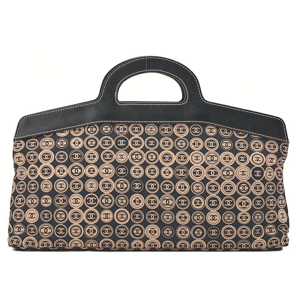 CHANEL シャネル ココマーク 総柄 ハンドバック コットン 黒×ゴールド ゴールド金具 レディースバッグ ハイブランド 送料無料