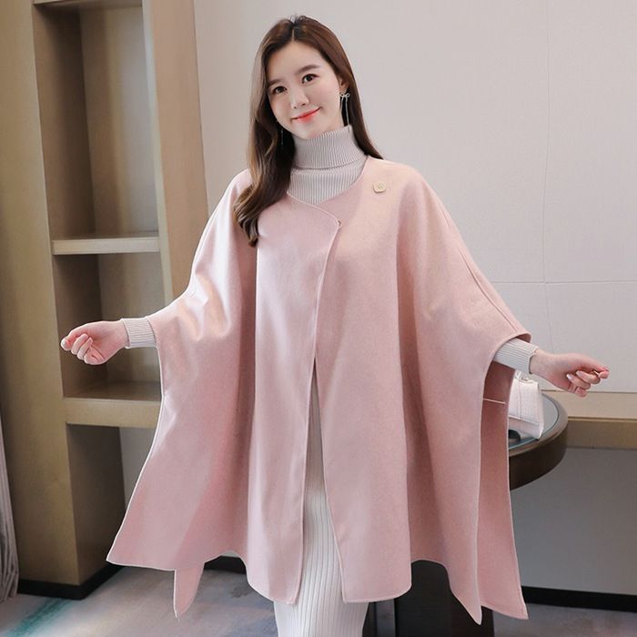 ポンチョコート マント レディース 七分袖 ノーカラー ゆったり