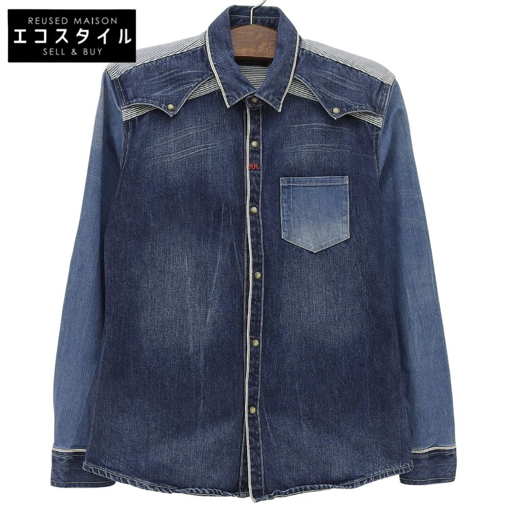 RRL ダブルアールエル クレイジーパターン 赤耳 デニムウエスタンシャツ トップス メンズ インディゴ L L