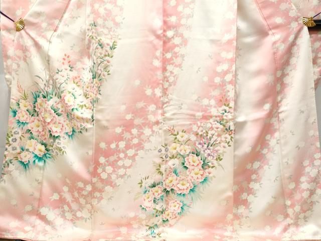 平和屋着物□豪華振袖 刺繍 草花文 暈し染め 正絹 逸品