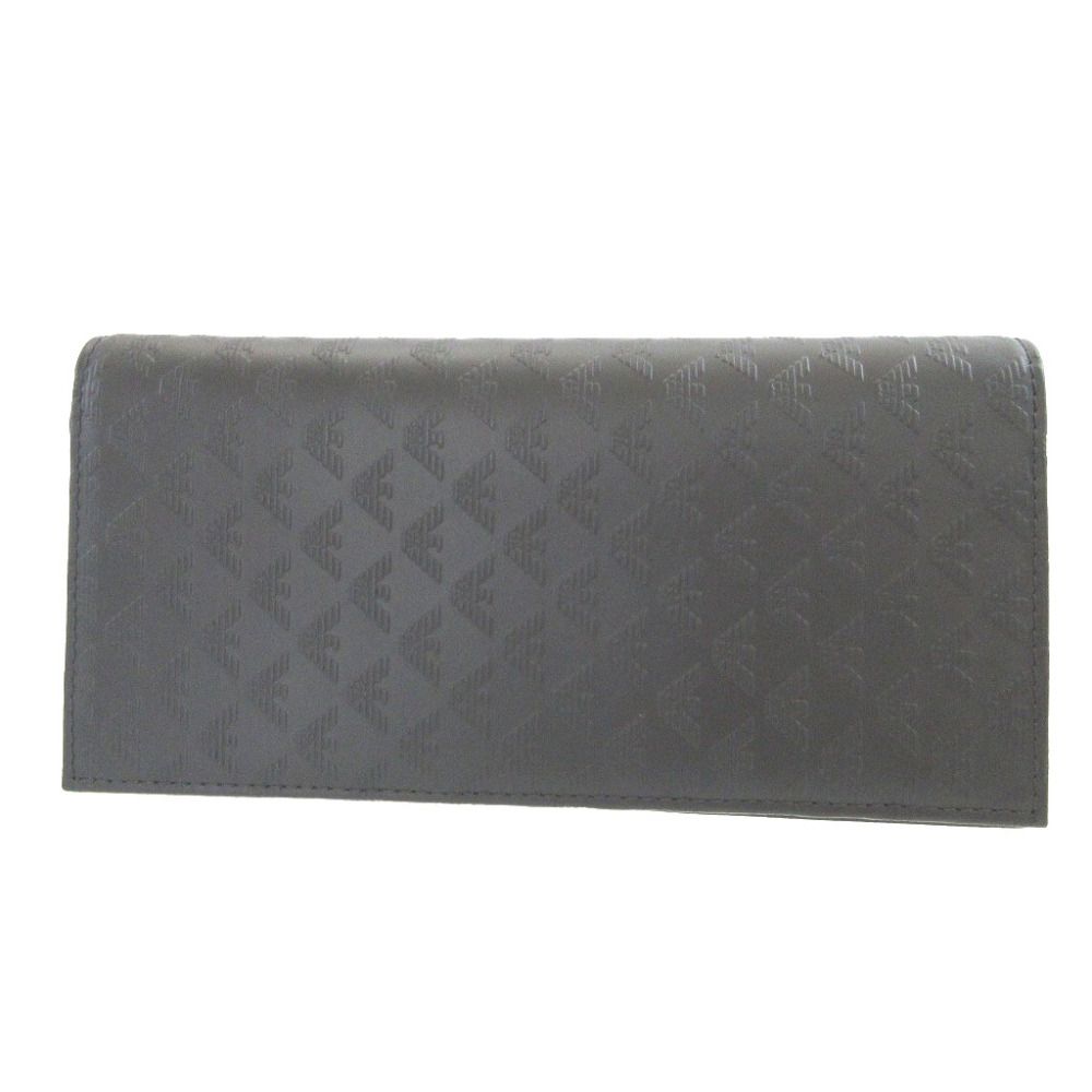 エンポリオ アルマーニ レザー ブラック 黒 2つ折り長財布 財布 0590 EMPORIO ARMANI