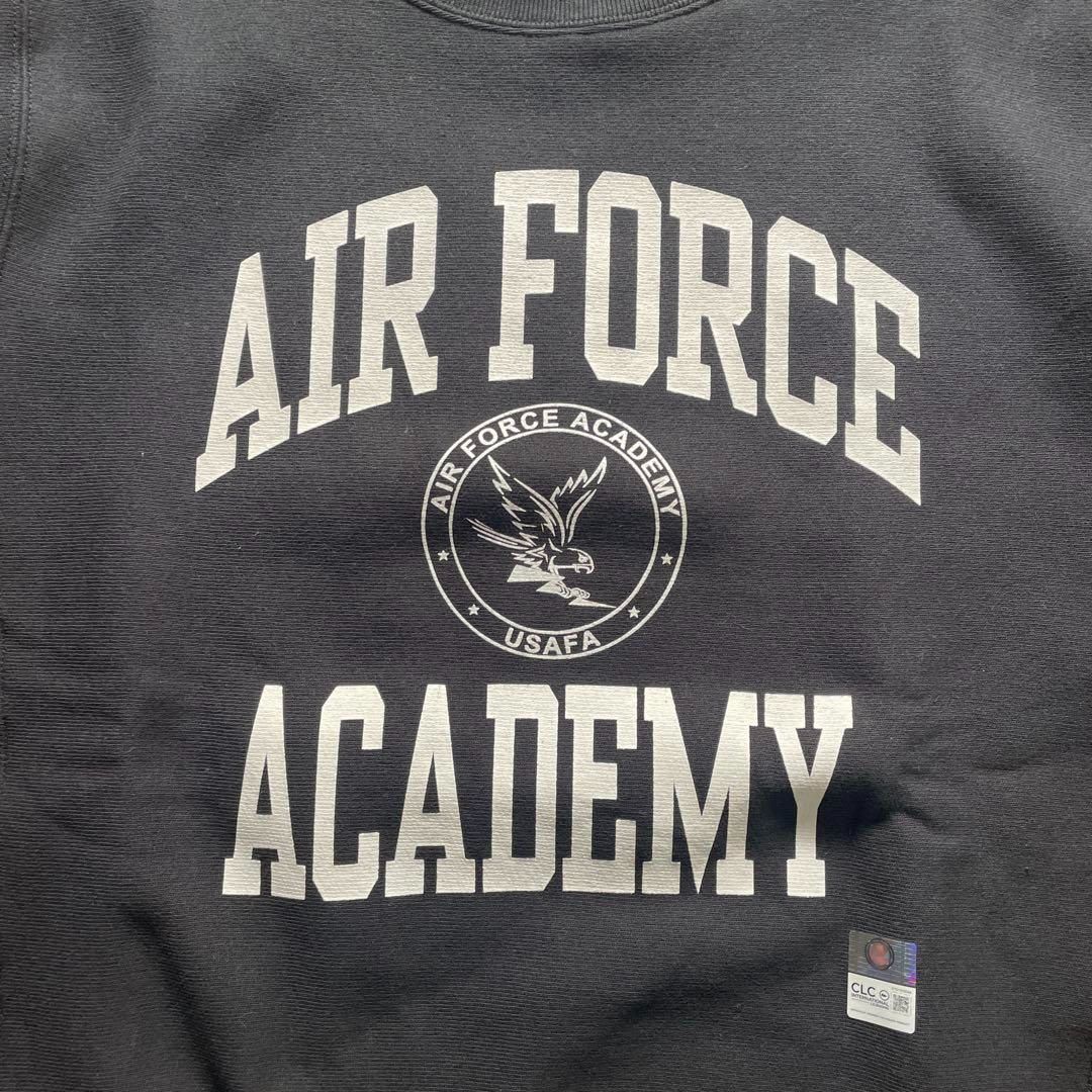 新品 25年秋冬 青単色タグ チャンピオン リバースウィーブ USAFA 黒