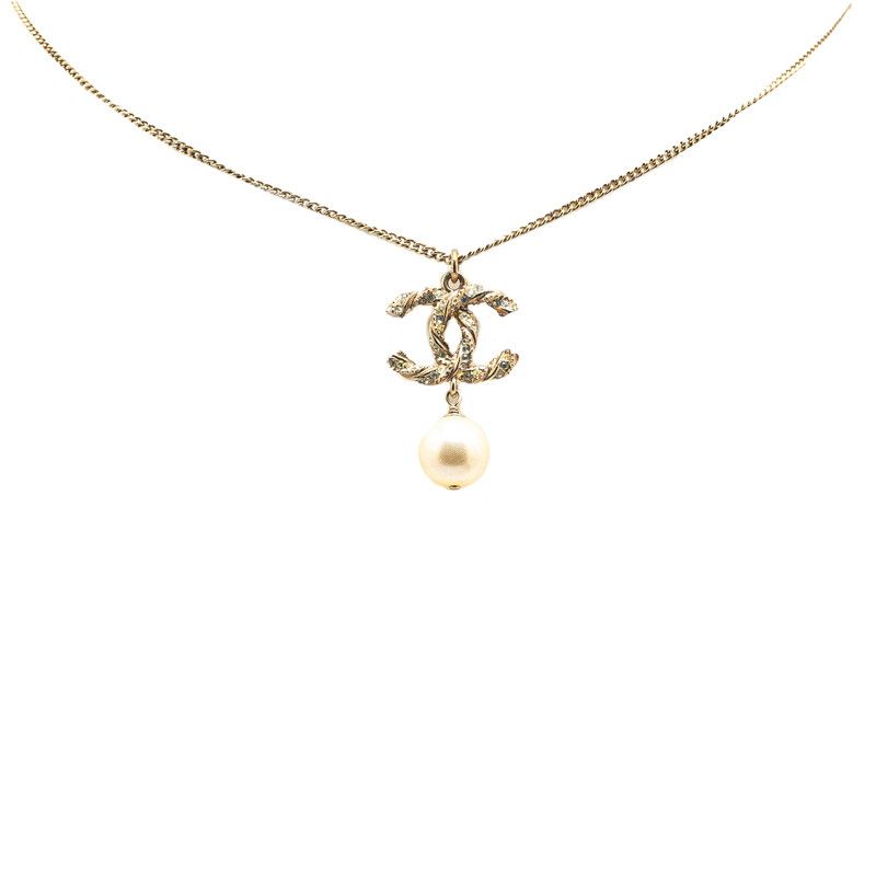 シャネル ヴィンテージ ココマーク パール ラインストーン ゴールド  