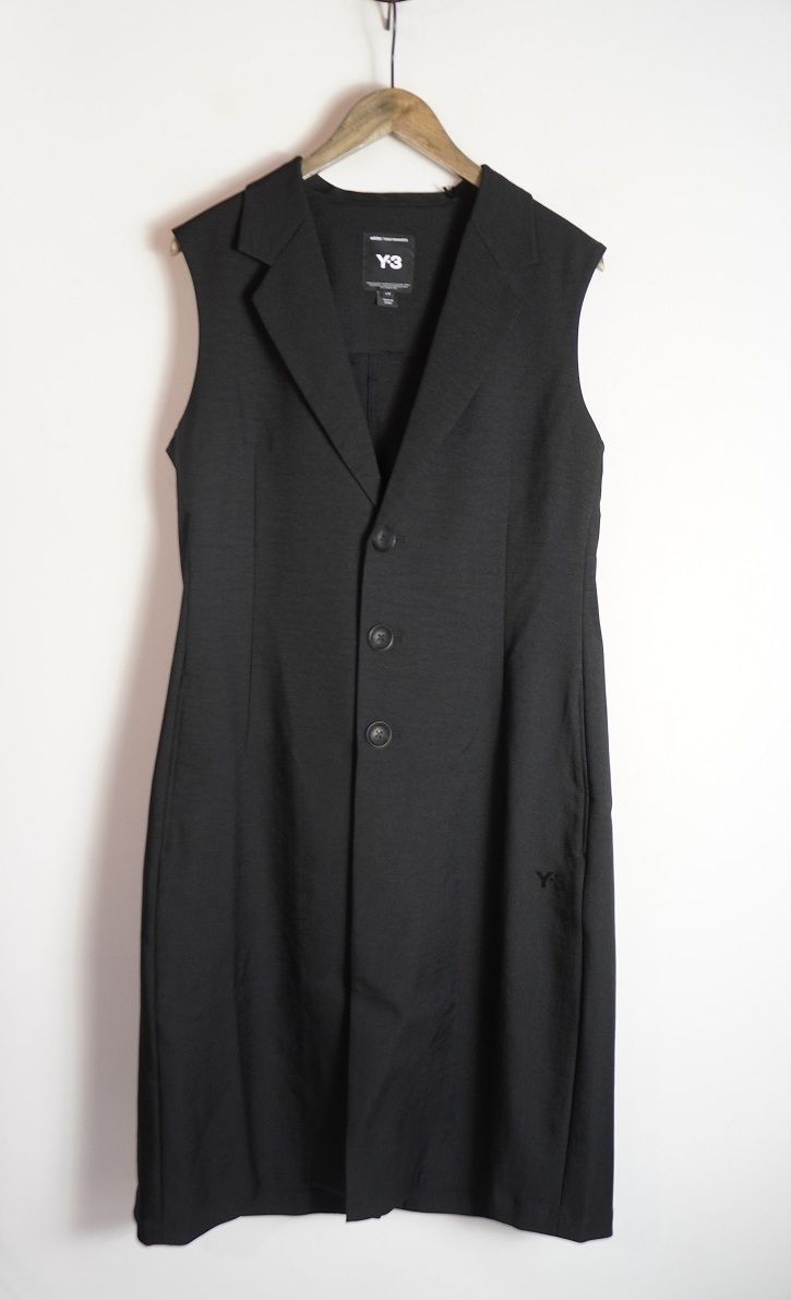 25SS Y-3 ワイスリー Yohji Yamamoto ヨウジヤマモト W SP UNI P VEST ロング ジレ ベスト コート JN3703 サイズL ブラック 黒 703P♪