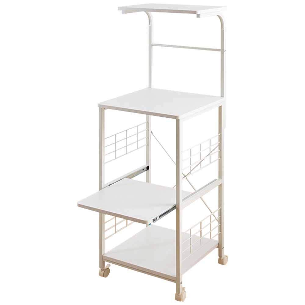 アイリスプラザ レンジ台 幅50 レンジラック 幅50×奥行43×高さ130cm コンパクト スライド棚 ストッパー付きキャスター 組立品 ホワイト RGK-49WT