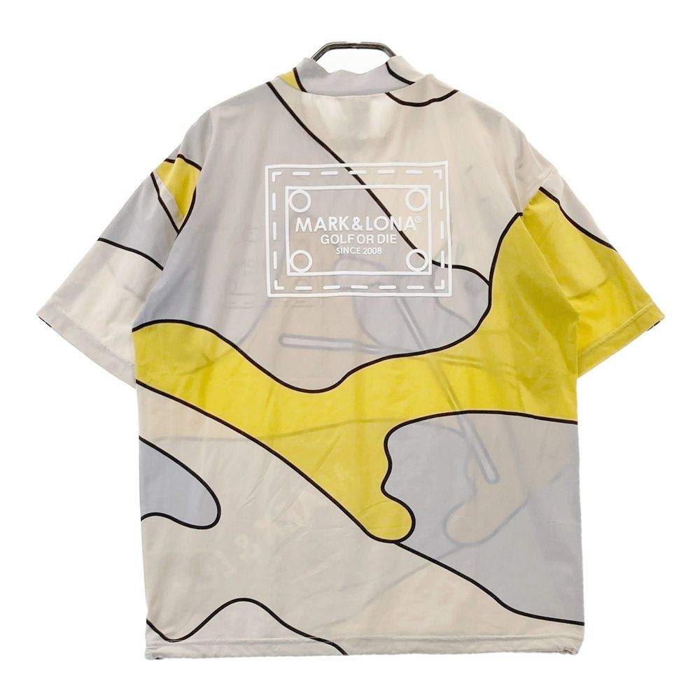 サイズ 46 MARK-LONA マークアンドロナ モデル モックネック 半袖Tシャツ ビッグスカル 総柄 グレー系 240101541269 ゴルフウェア メンズ ストスト