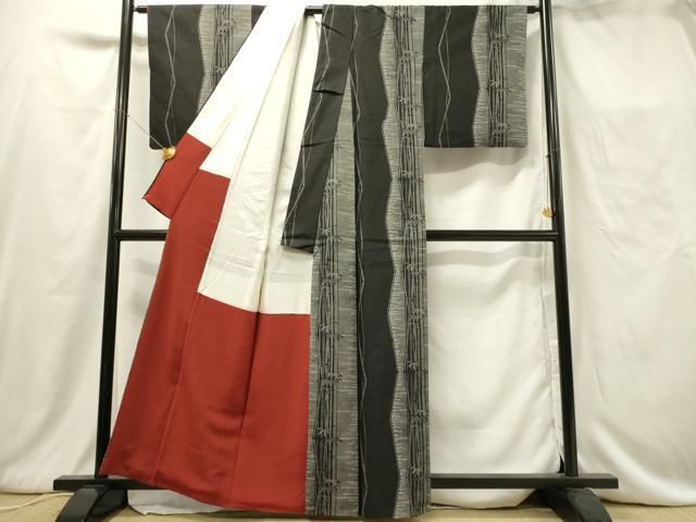 平和屋着物○上質な紬 笹竹間道 正絹 逸品 未使用 DAAU3962du