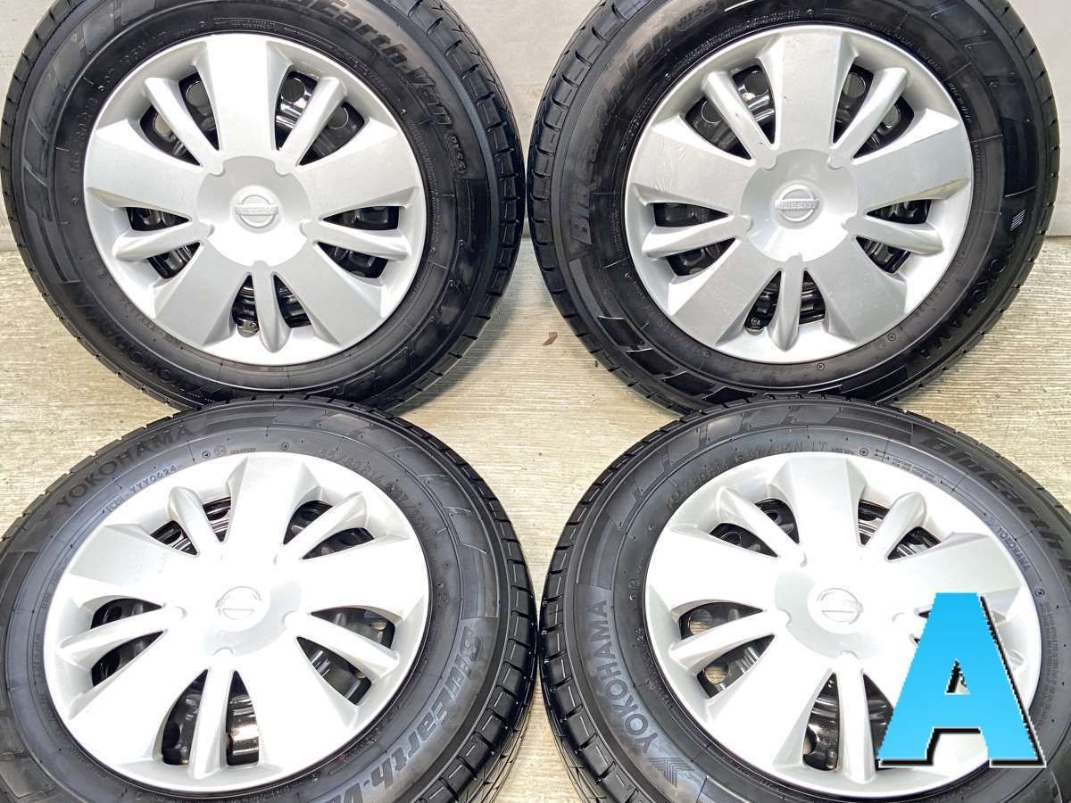 165|80R14 97|95LT ヨコハマ ブルーアースバンRY55 日産純正 14x5.0 114.3-4穴 タイヤ サマータイヤ ホイールセット 4本セット s14250325014