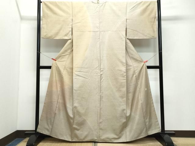 平和屋着物▽石川県指定無形文化財 牛首紬 白山工房 手織り 単衣 霞文