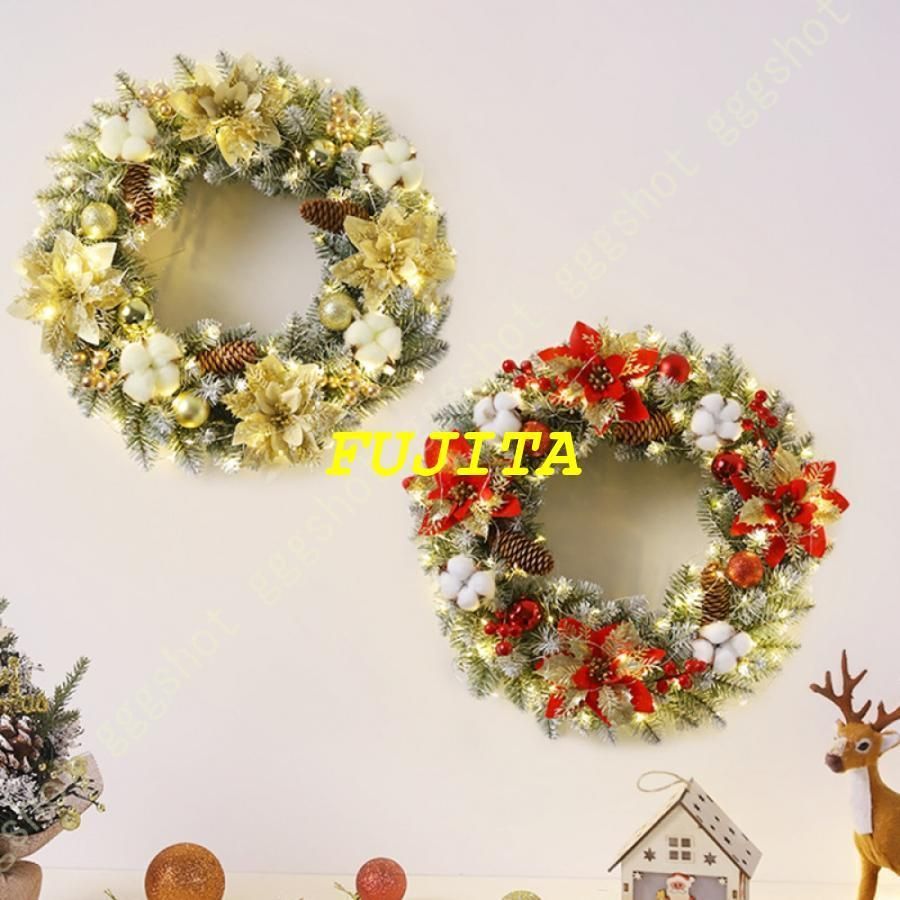 クリスマスリース リース 玄関 クリスマスライト 花輪 壁掛け ドアリース クリスマス飾り デコレーションライト クリスマス雑貨 クリスマス