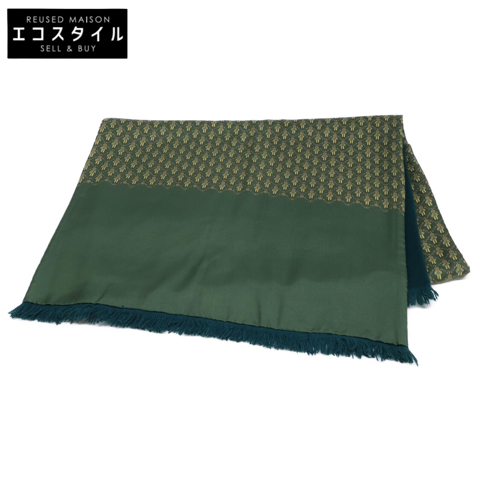 HERMES エルメス リバーシブル マフラー スカーフ アンゴラ シルク