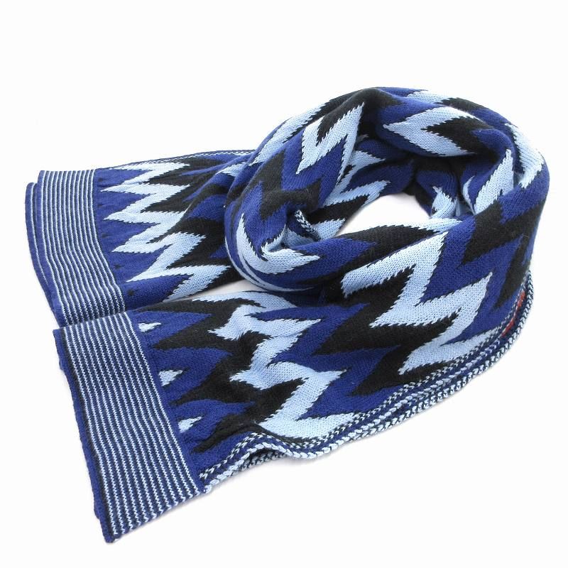 ミッソーニ MISSONI マフラー ストール 総柄 青 ブルー /JS □SH