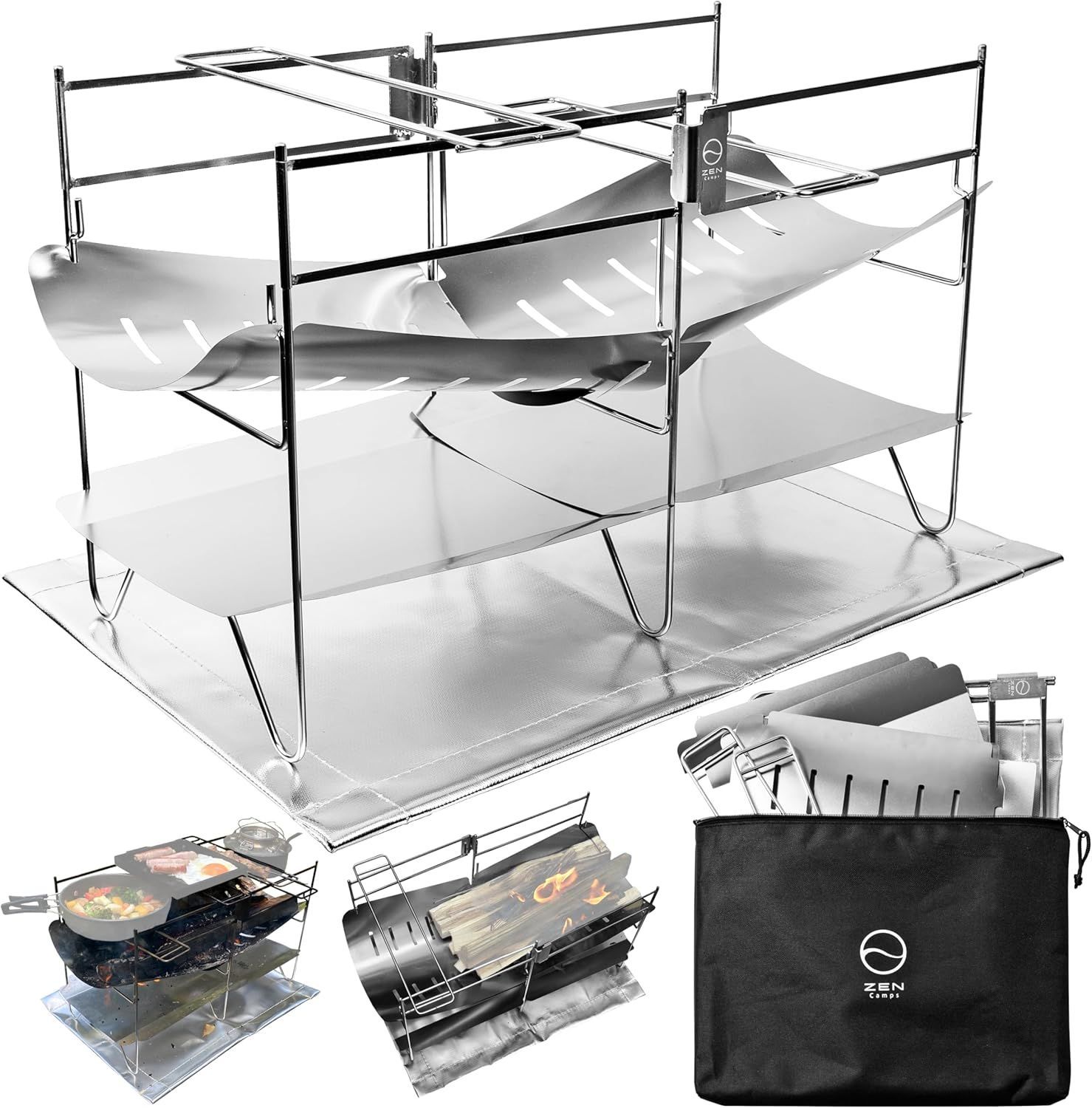 ZEN Camps 焚き火台 NT Fire Stand コンパクト 折りたたみ式 キャンプ ソロキャンプ 焚き火 ステンレス製 収納袋付 焚き火台本体
