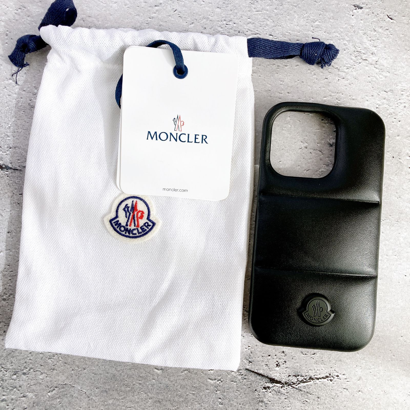 買い付け店舗 MONCLER Doudoune iPhone 14 Pro キルト パデッド レザー