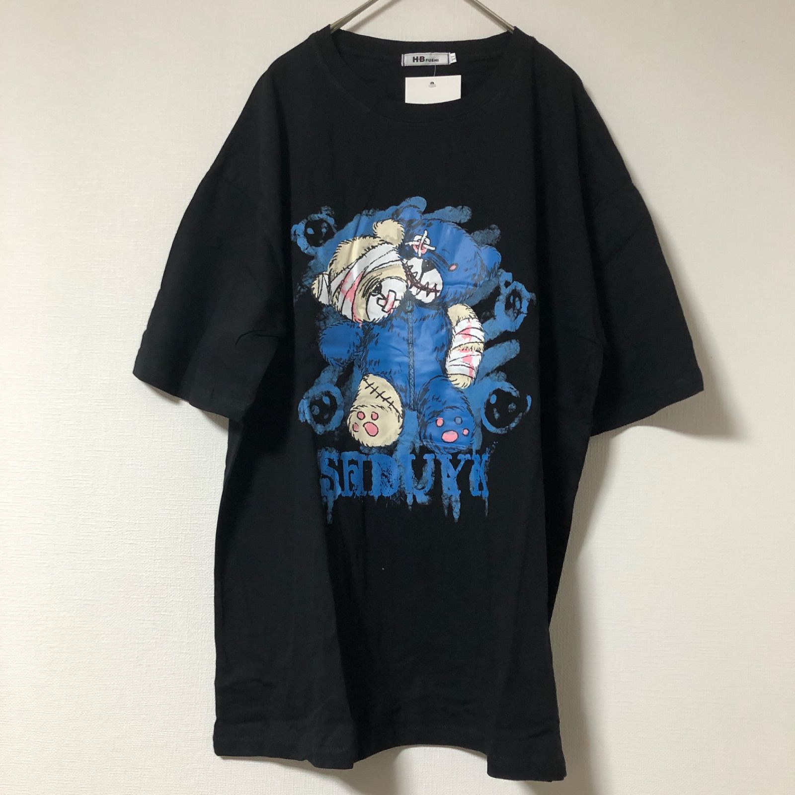Tシャツ ユニセックス ビッグ オーバー 病み アニマル クマ 包帯 ケガ 