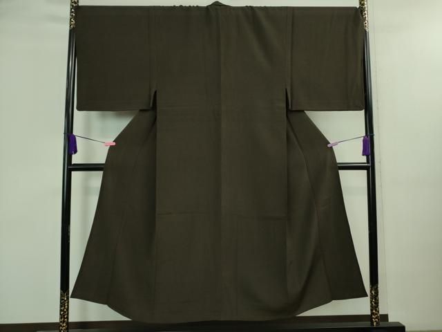 平和屋着物 上 男性 伝統工芸 江戸小紋 単衣 キングサイズ 角通し 暗黒色×憲法黒茶色 反端付き DZAA8514kh5