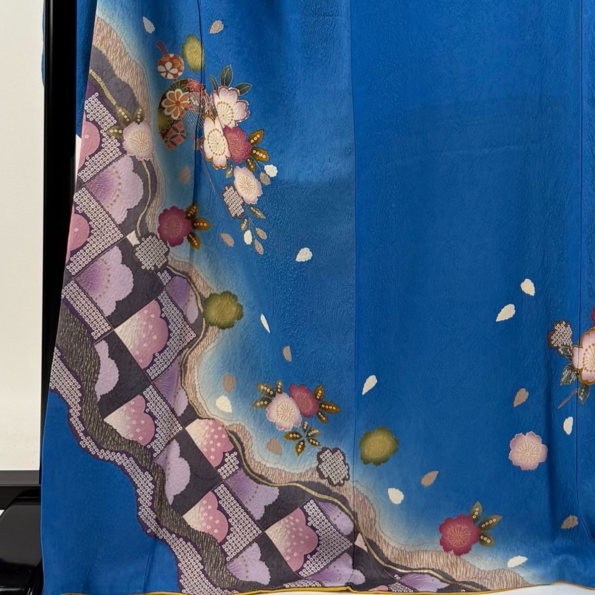 美品 本振袖 水色 金彩加工 枝花 身丈172.5cm トールサイズ フォーマル 美品 本振袖 水色 金彩加工 枝花 身丈172.5cm トールサイズ