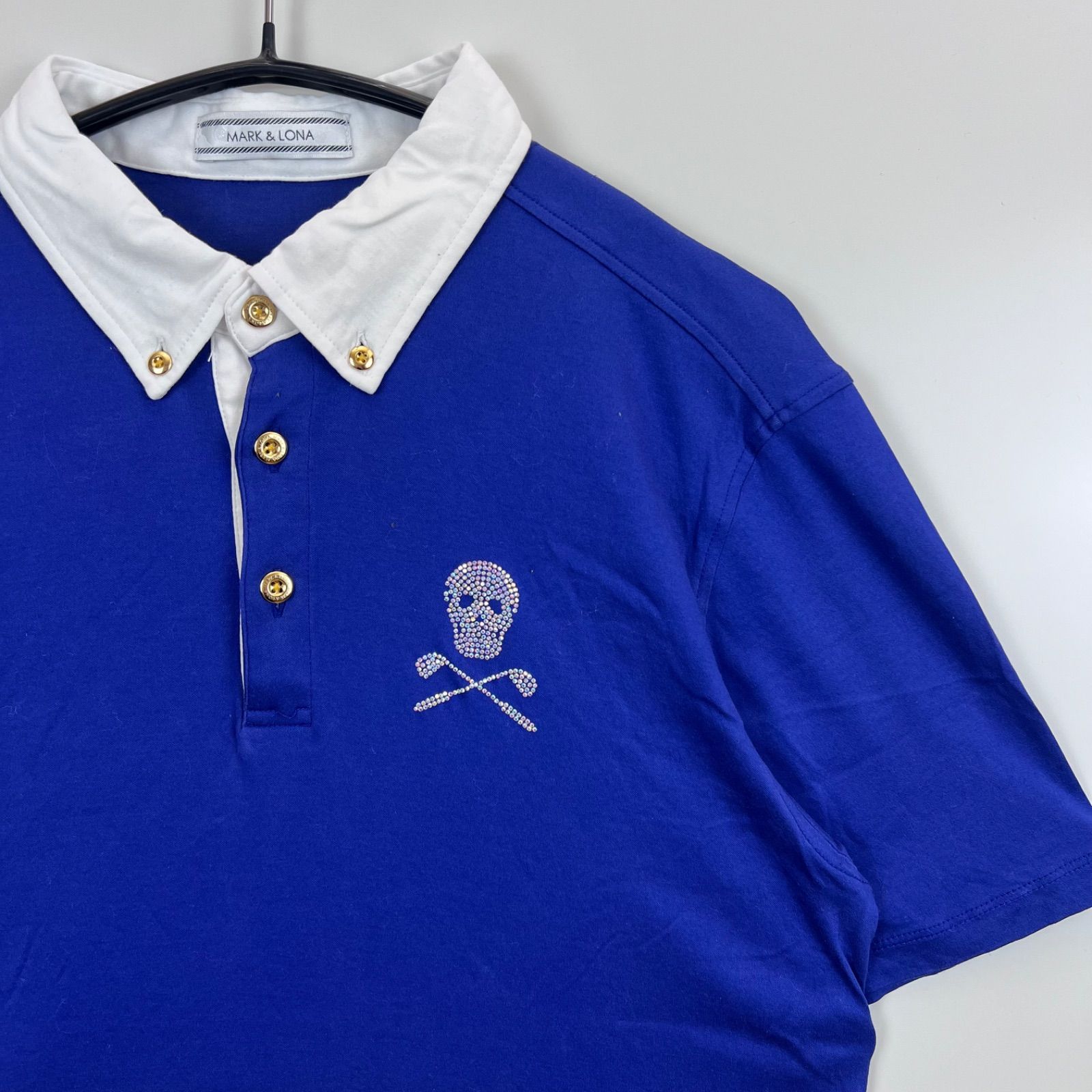 MARK&LONA rhinestone S/S polo shirt Skull L ML-16S-P32