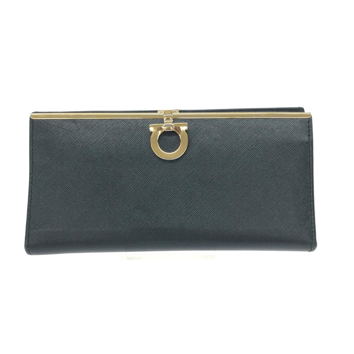 Salvatore Ferragamo サルヴァトーレフェラガモ 二つ折り長財布|ガンチーニ レザー ブラック ユニセックス | 240001158284