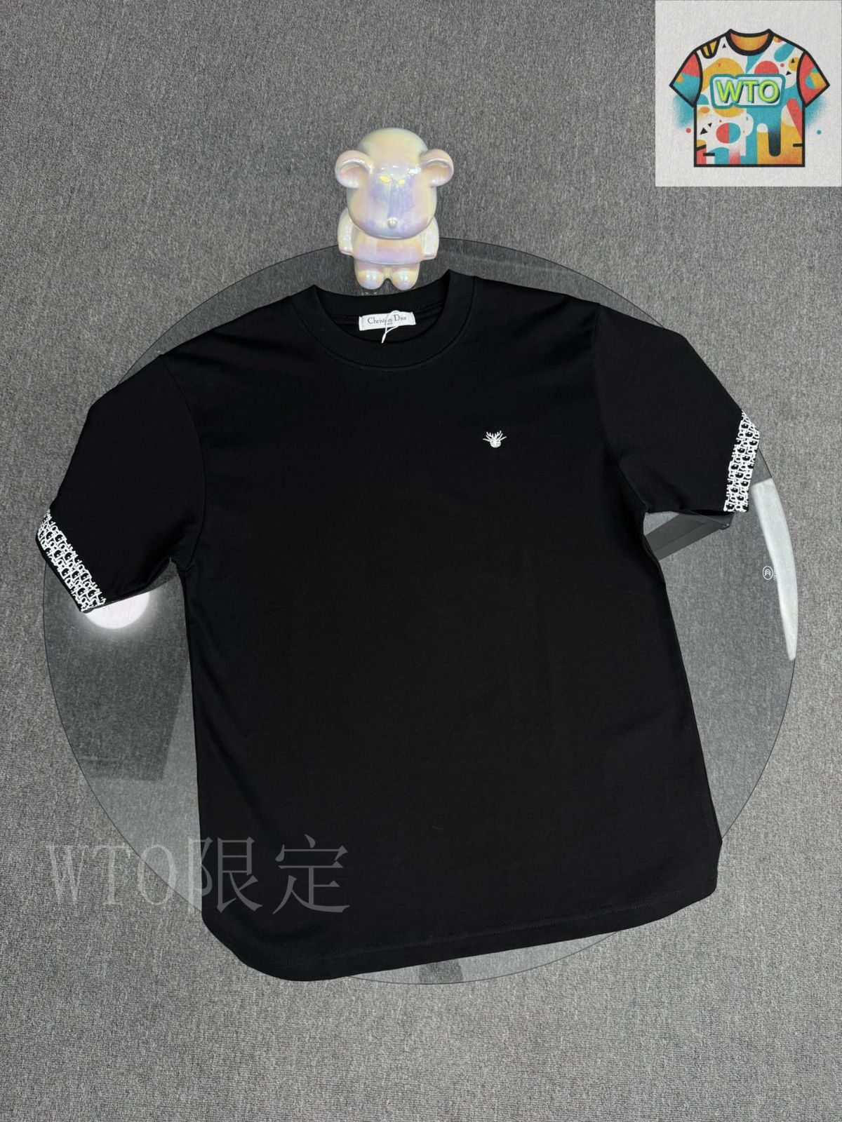 1点モノ DIOR ロゴ 刺繍 クルー ネック Tシャツ グレー 12ee2a4826d3ff9b5a5df4a2122f1c