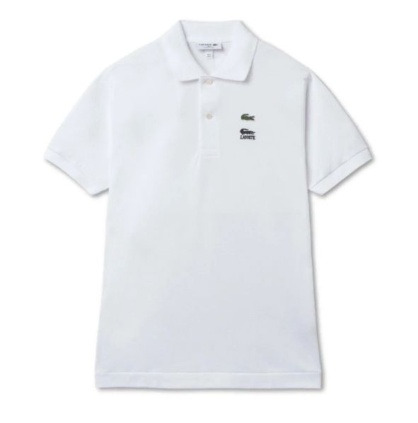 20-60代 人気ファッションブランド 新品 LACOSTE(ラコステ) x ワンピース ワニ ロゴ ポロシャツ 白 トップス