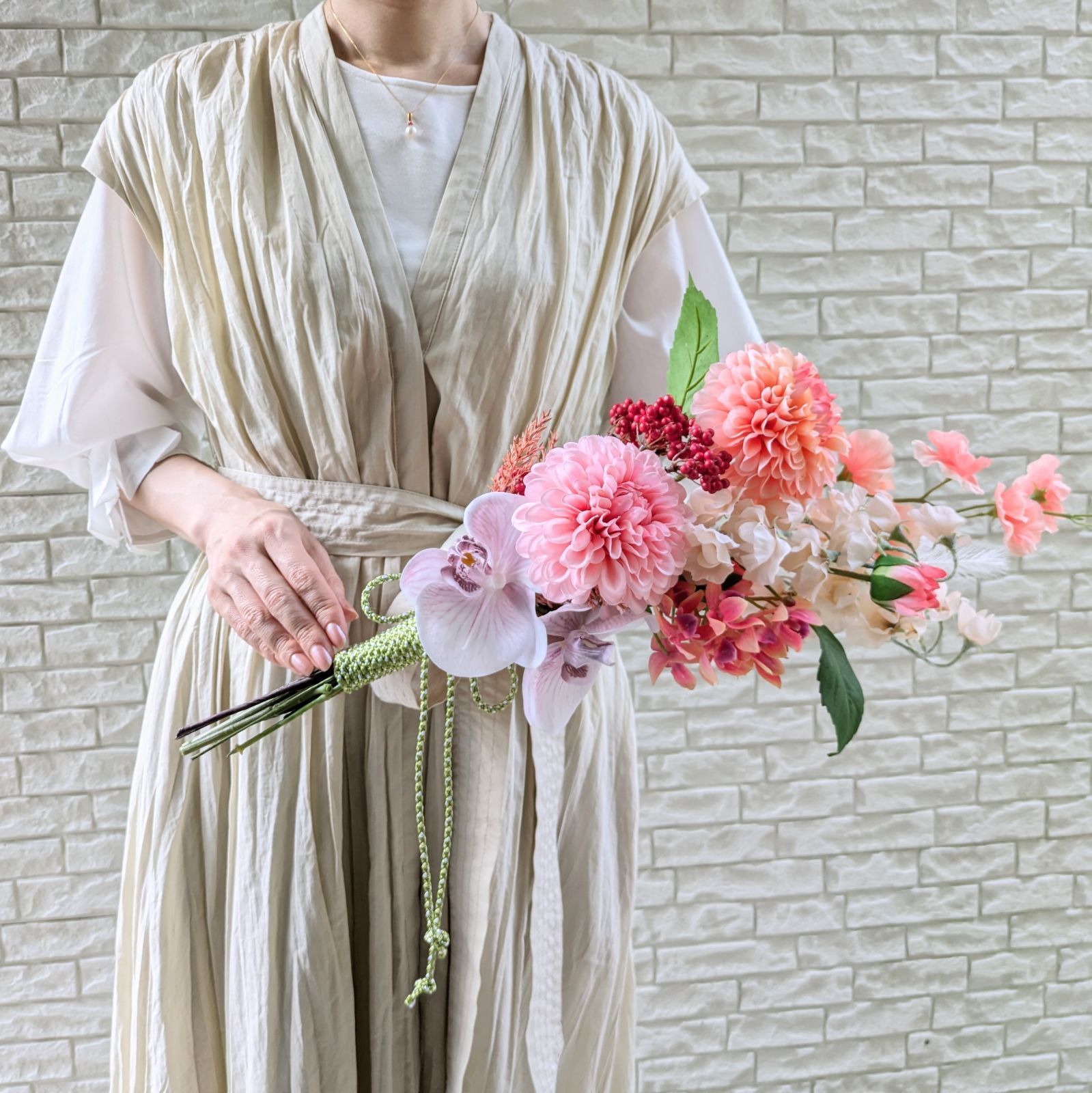 ヘッドピース付き和装ブーケ　ブライダルブーケ　アーティフィシャル ヘッドピース付き和装用ブーケ ブライダルブーケ アーティフィシャル