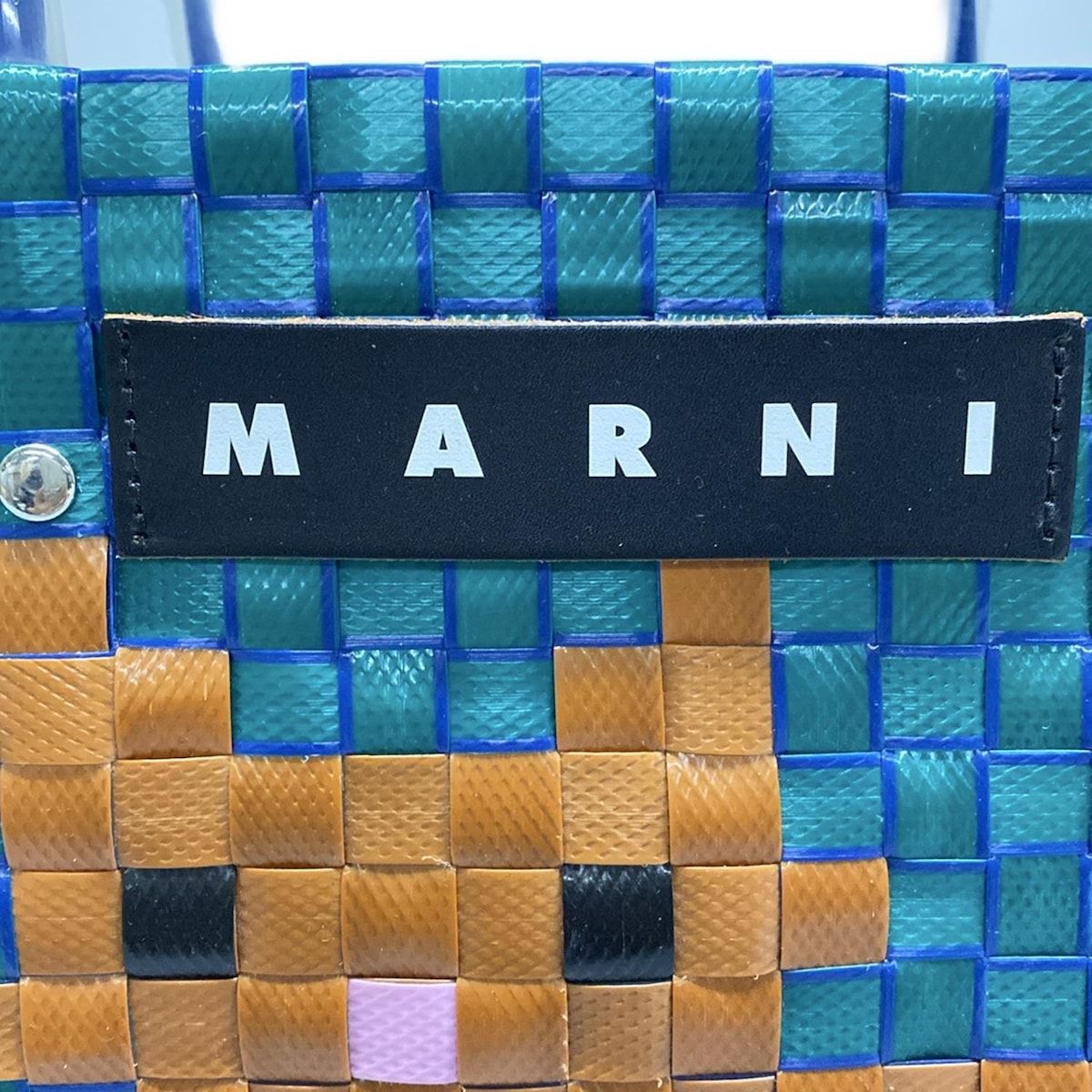 マルニ トートバッグ美品 MARNI MARKET ANIMAL BASKET グリーン