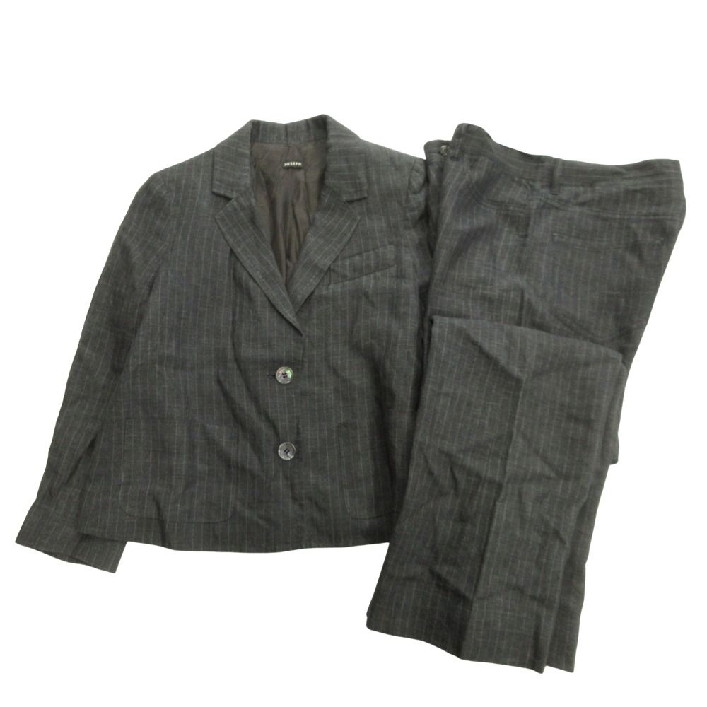 極美品 JOSEPH ジョゼフ パンツスーツ セットアップ 1B グレー 36 JOSEPH ジョセフ リネン セットアップ パンツ スーツ ストライプ