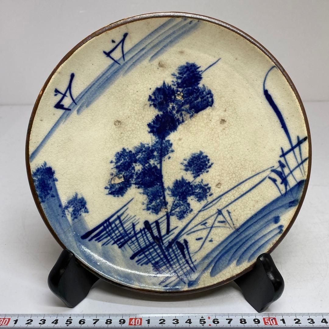 古瀬戸　染付風景画皿　直径21cm 東H6-0114① 古瀬戸 染付風景画皿 直径21cm 東H6-0114① - メルカリ