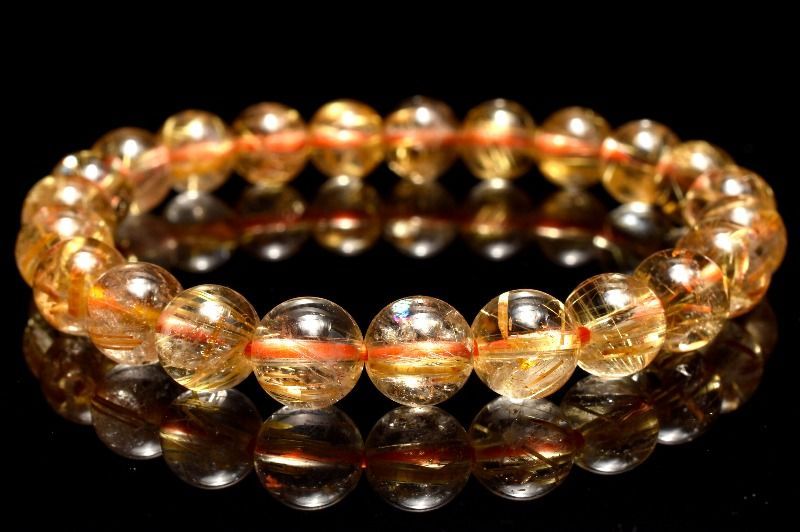 １点物 透明 高品質 ゴールドタイチンルチルクォーツ 8mm ブレスレット パワーストーン 天然石 _MA9515