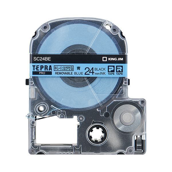 (まとめ) キングジム テプラ PRO テープカートリッジ キレイにはがせるラベル 24mm 青／黒文字 SC24BE 1個 【×10セット】