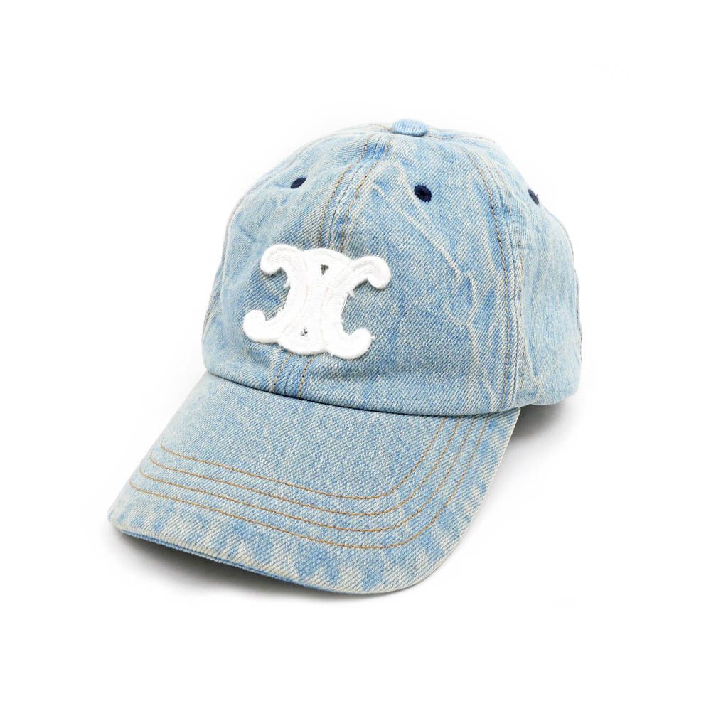あお【最終値下げ❗️】セリーヌ トリオンフ デニム ベースボールキャップ CELINE】セリーヌ トリオンフ ベースボールキャップ デニム (CELINE