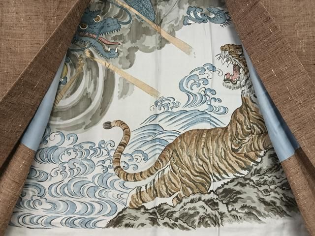 平和屋着物○男性 紬 アンサンブル 色無地 憲法色 正絹 逸品