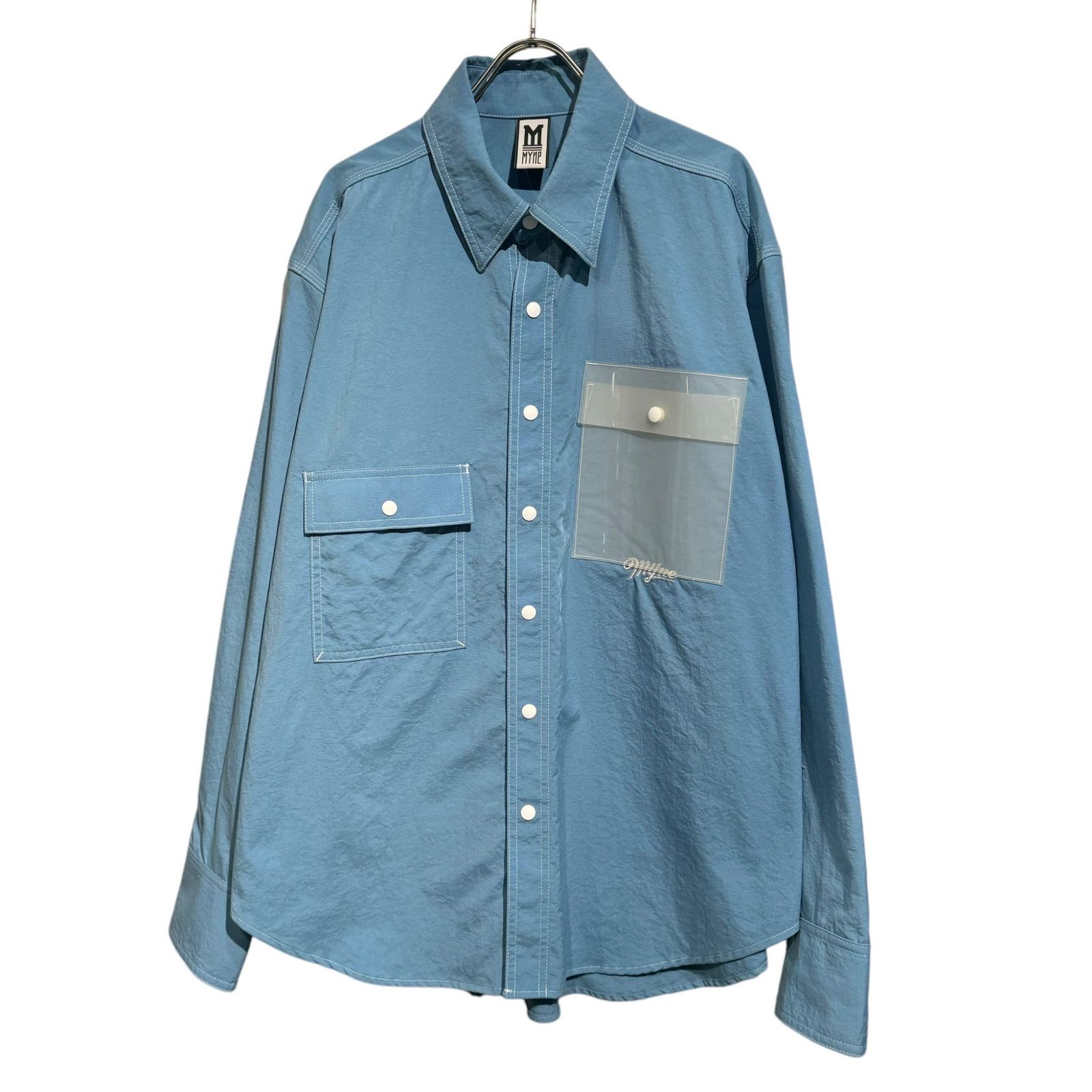 MYne ⑤ G01SH232 CLEAR PKT SHIRT メンズ ブルー M